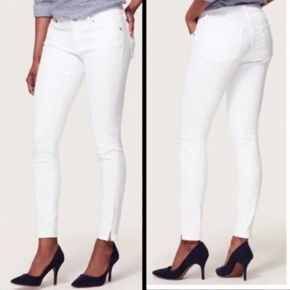 Loft White Curvy Skinny Ankle Zipper Jeans - Picture 1 of 14